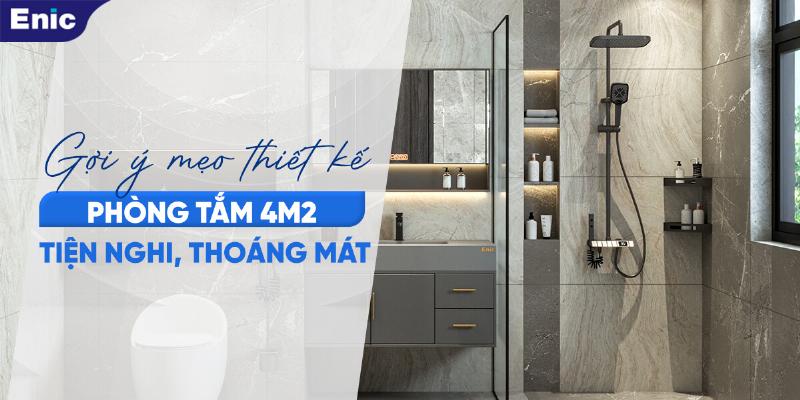 Một số mẹo giúp phòng tắm 4m2 trông rộng rãi hơn như gương lớn và vách kính